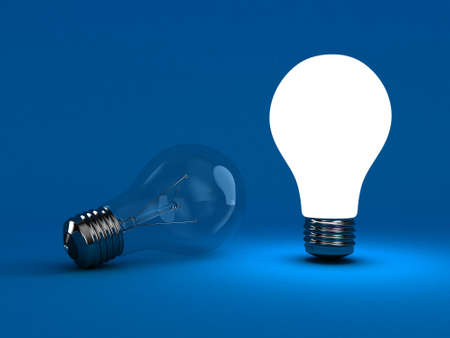 Illustration of a bright lamp against other switched off