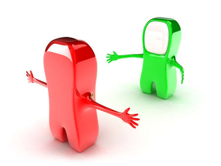 Illustration of two persons with the proerased handsの写真素材