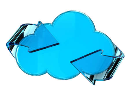 Illustration of a blue cloud with glass arrowsの写真素材