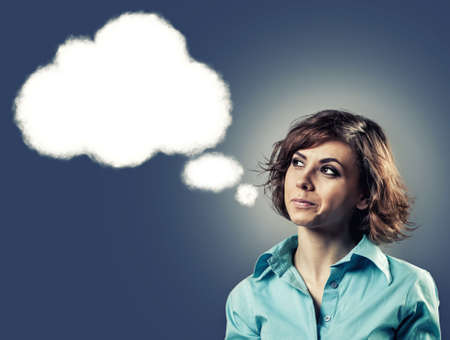 Cloud of thoughts from a head of the beautiful girl