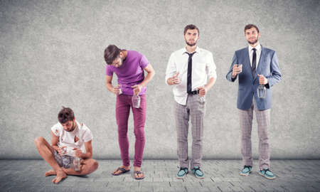 Degradation from the normal man in the alcoholicの写真素材