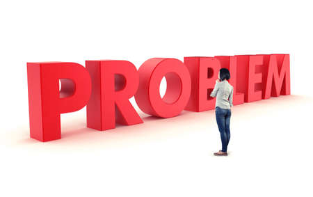 Problem before the girl as the fear conceptの写真素材