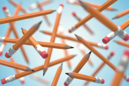 Many simple pencils chaotically flying in air