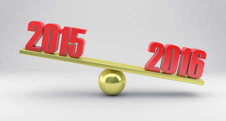 Illustration of scales with dates 2015 and 2016 year