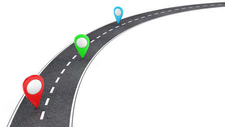 Illustration of automobile road with pointers on a white backgroundの写真素材