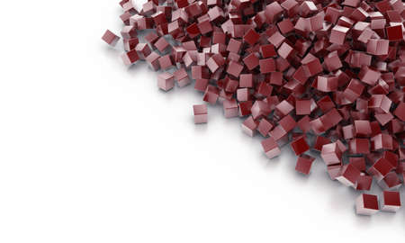 Background from heap of cubes of red colourの写真素材