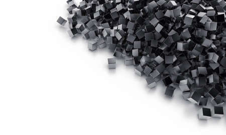 Background from heap of cubes of black colourの写真素材