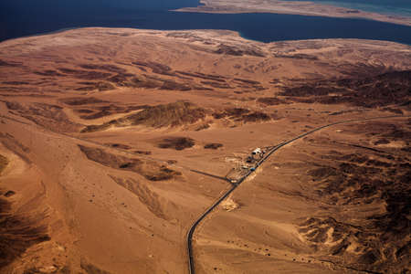 Photo of desert with check point and hot climateの写真素材