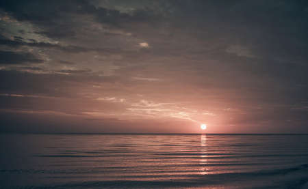 Landscape of the beautiful sun on sea horizonの写真素材