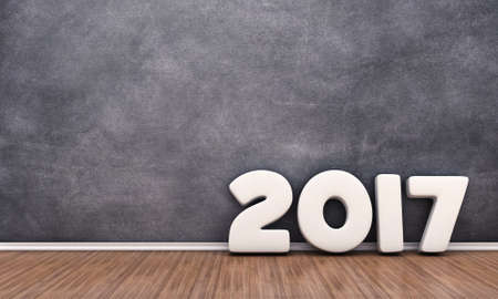 Illustration of white numbers 2017 near the wallの写真素材