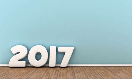 Illustration of white numbers 2017 near the wallの写真素材