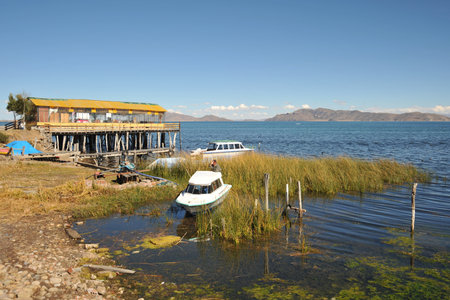 Mountain lake Titicaca.のeditorial素材