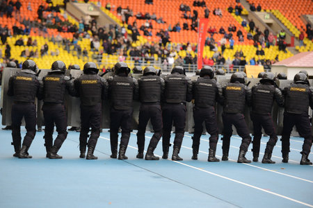 Police at the stadium.