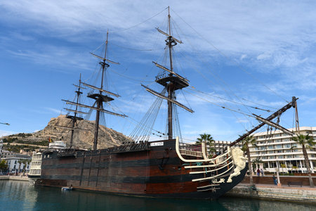 Old ship in the port of Alicanteのeditorial素材