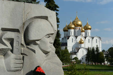 Yaroslavl. View of the Dormition Cathedral from the memorial quotEternal flamequotの写真素材