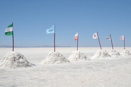 Salt hotel for tourists on the Uyuni salt flatsのeditorial素材