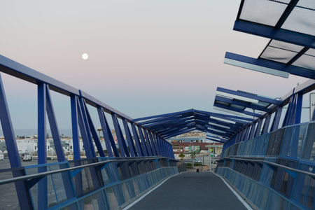 Pedestrian bridge over the highway in Orihuela Costa.のeditorial素材