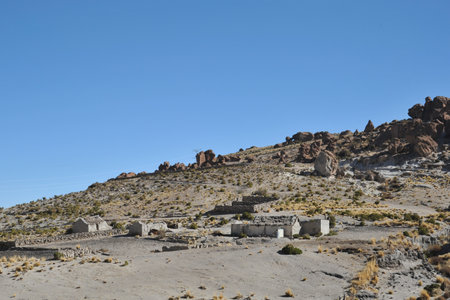 Mountain Bolivian villages in the Altiplanoのeditorial素材