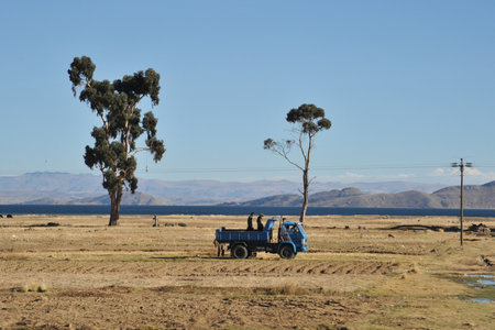 Surroundings mountain lake Titicacaのeditorial素材