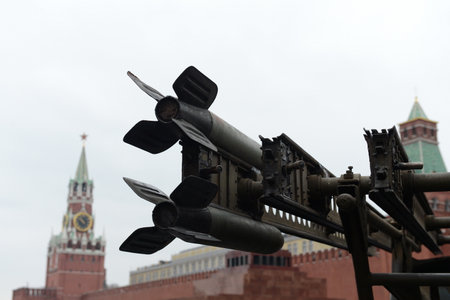 Historical military hardware on parade-reconstruction on Red Square in Moscow
