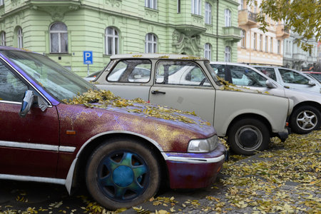 Cars on the streets of Pragueのeditorial素材