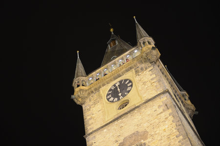 Night town hall in Pragueのeditorial素材