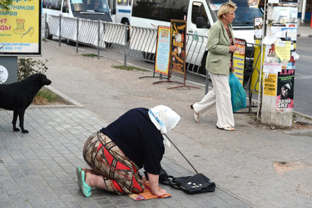 Beggar on the streets of Sevastopolのeditorial素材