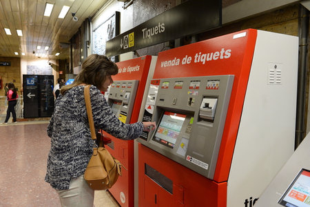 Buying a ticket on the subway. Barcelona