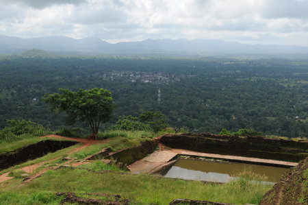 Ruins of fortress on top of Sigiriya Lion Rock, Sri Lankaのeditorial素材