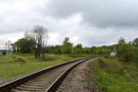 The railway line of the Kiev direction of the Moscow railwayのeditorial素材