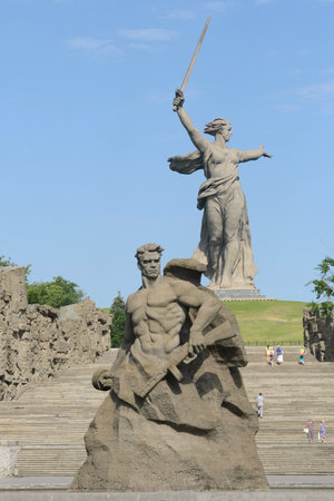 The monument the Motherland calls! sculpture of a Soviet soldier to fight to the death! at the...