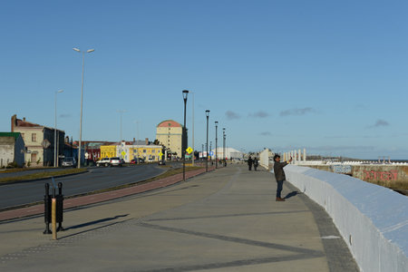 Quay in the Chilean city of Punta arenas.のeditorial素材