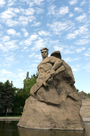 Sculpture "Fight to the death" of the Mamaev Kurgan in Volgograd.のeditorial素材