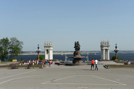 Central embankment of the Volga river in Volgograd.のeditorial素材