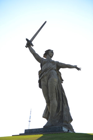 The monument "the Motherland calls" of the Mamaev Kurgan in Volgograd.のeditorial素材