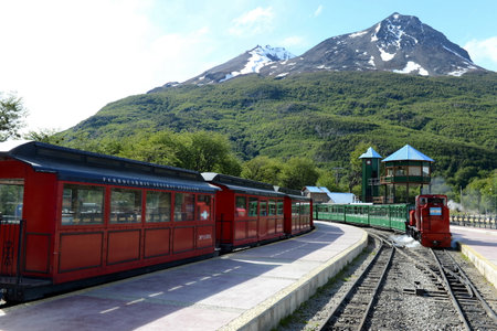 The southernmost railway in the world on the edge of the Earth.のeditorial素材