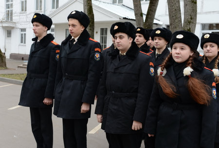 Classes in drill in the cadet corps of the police.のeditorial素材