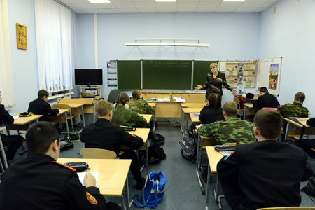 The lesson in the cadet corps of the policeのeditorial素材