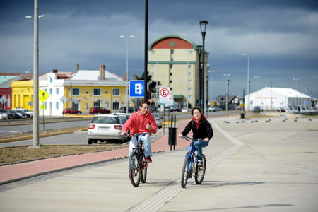 Quay in the Chilean city of Punta arenas.のeditorial素材