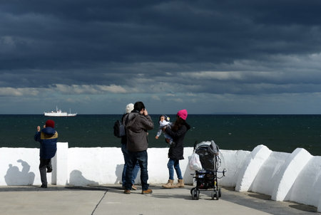 Quay of port of Punta Arenas.のeditorial素材