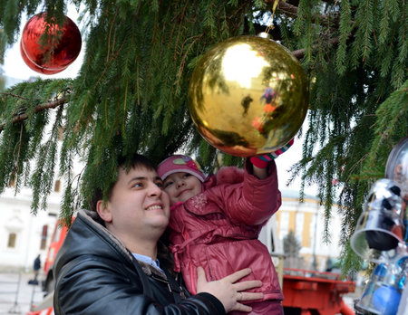 The main all-Russian Christmas tree in the Cathedral square of the Kremlinのeditorial素材