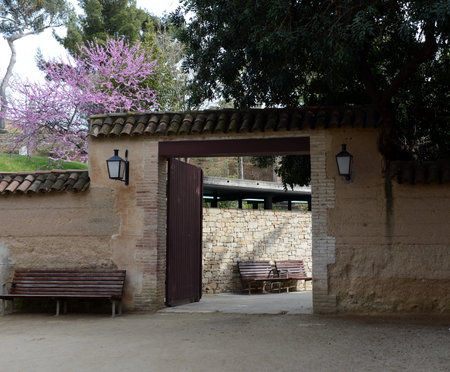 Spanish village - architectural Museum under the open sky, which shows arhitektura crafts Spain.のeditorial素材