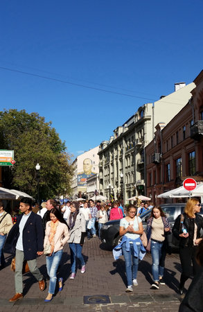 The old Arbat, one of the attractions of the Russian capital.のeditorial素材