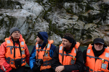Tourists from the cruise ship at the Nena Glacier.