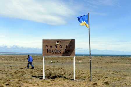 Research station in the Park of king penguins in the Gulf of Inutil.のeditorial素材