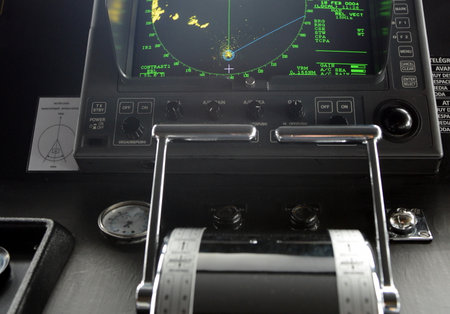 Management on the bridge of a passenger vessel "via Australis"のeditorial素材