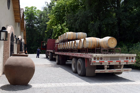 Truck for transportation of the wine at the winery Santa Rita.