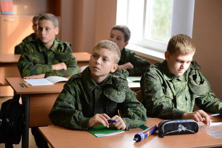 A lesson in the First Moscow cadet corps.のeditorial素材