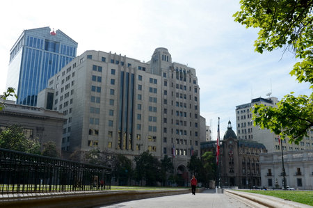 The building of the Ministry of justice of Chile in Santiago.のeditorial素材