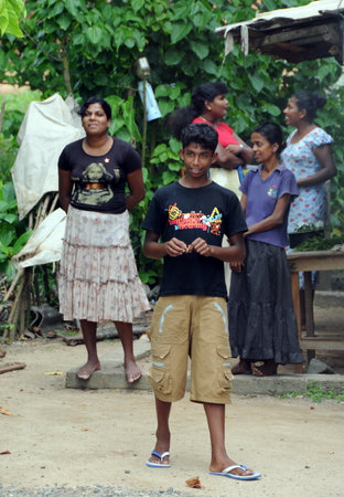 Unknown family out of the village on the island of Ceylon.のeditorial素材